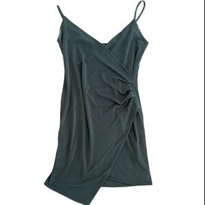 FOREVER 21 DRESS WRAP WAIST BLACK BODY-CON ASYMMETRIC HEM STRETCH SMALL